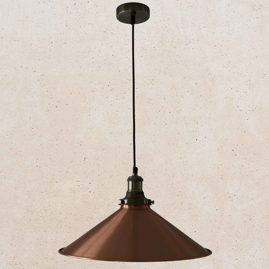 Conical Pendant Light 410mm Diameter - Solid Copper Finish