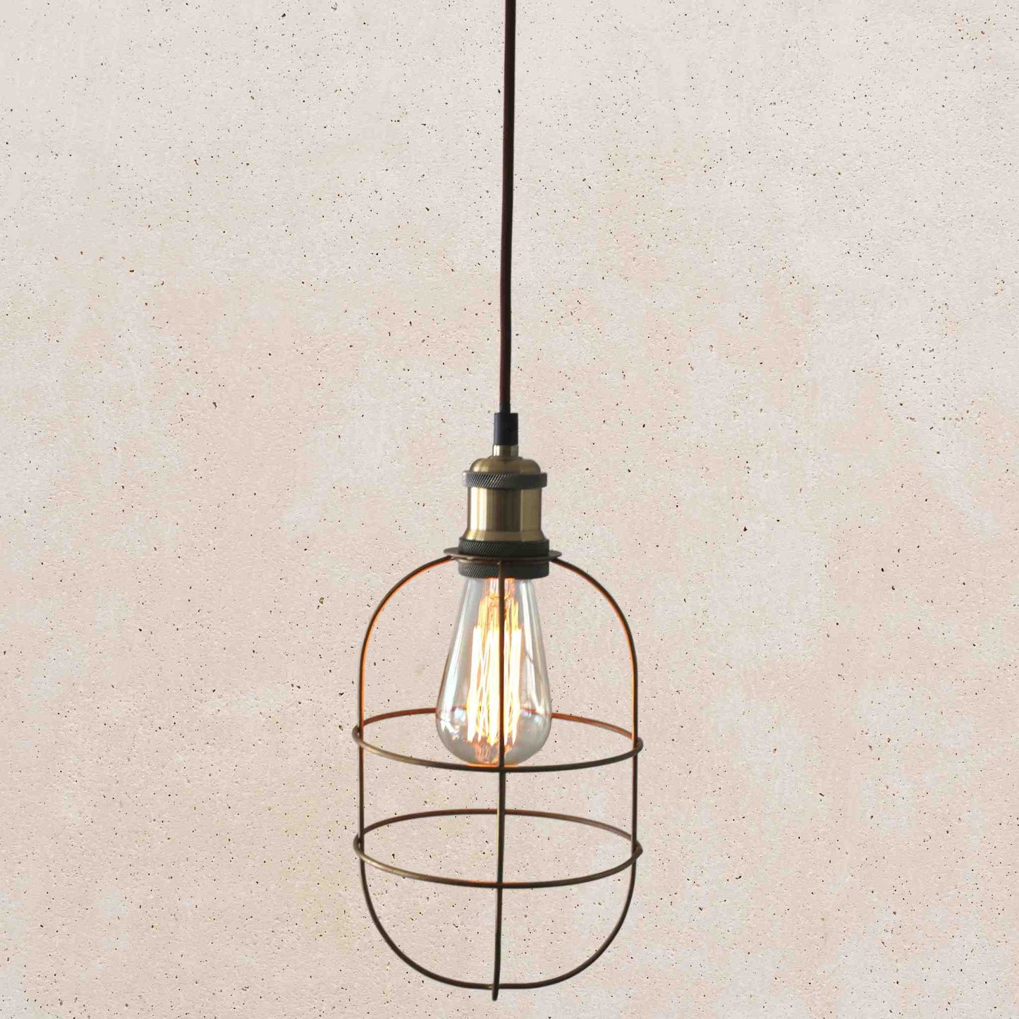 Antique Brass Finish Cage Pendant Light