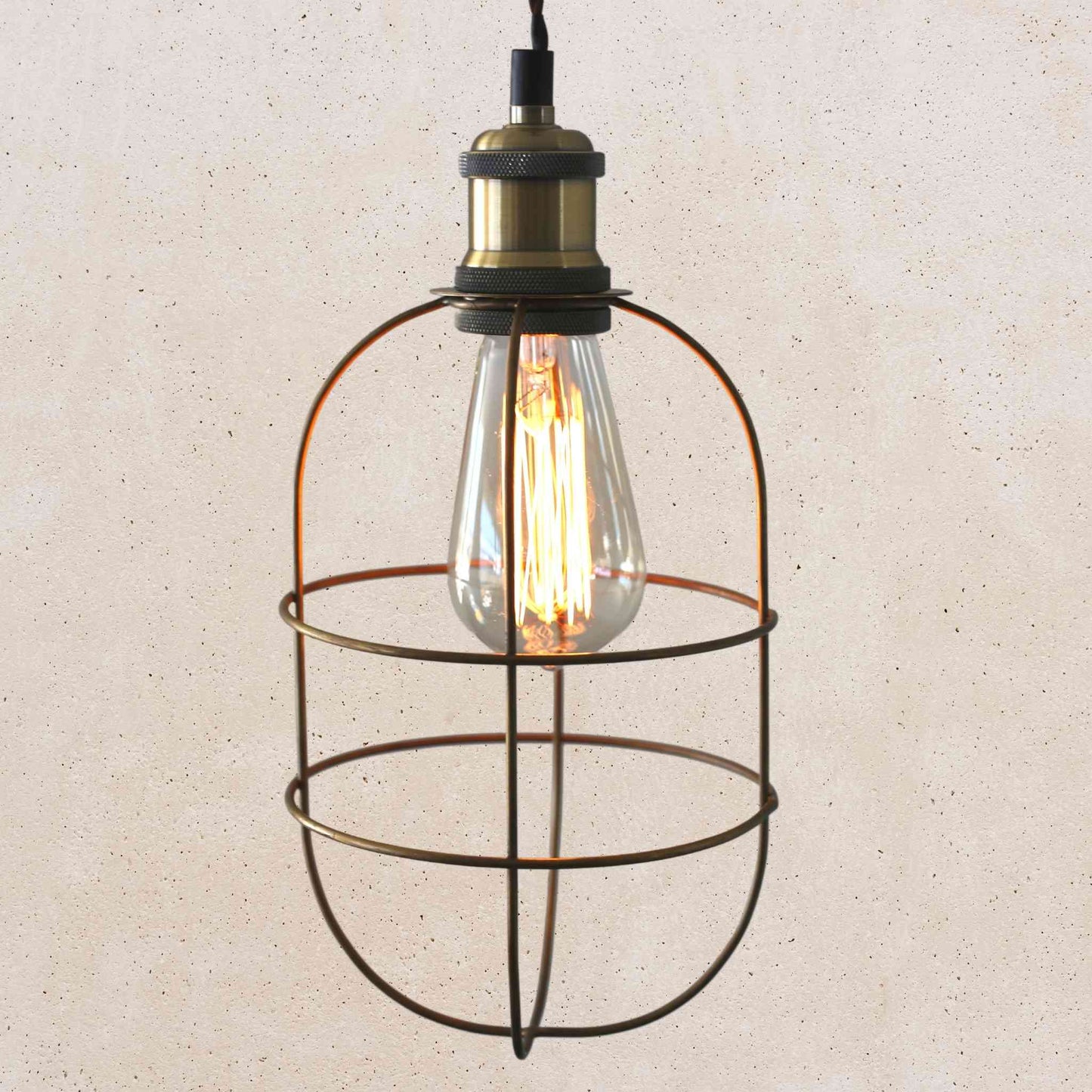 Antique Brass Finish Cage Pendant Light