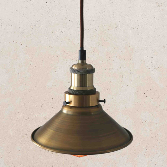 Conical Pendant 185mm Diameter - Antique Brass Finish | Conical Pendant Light