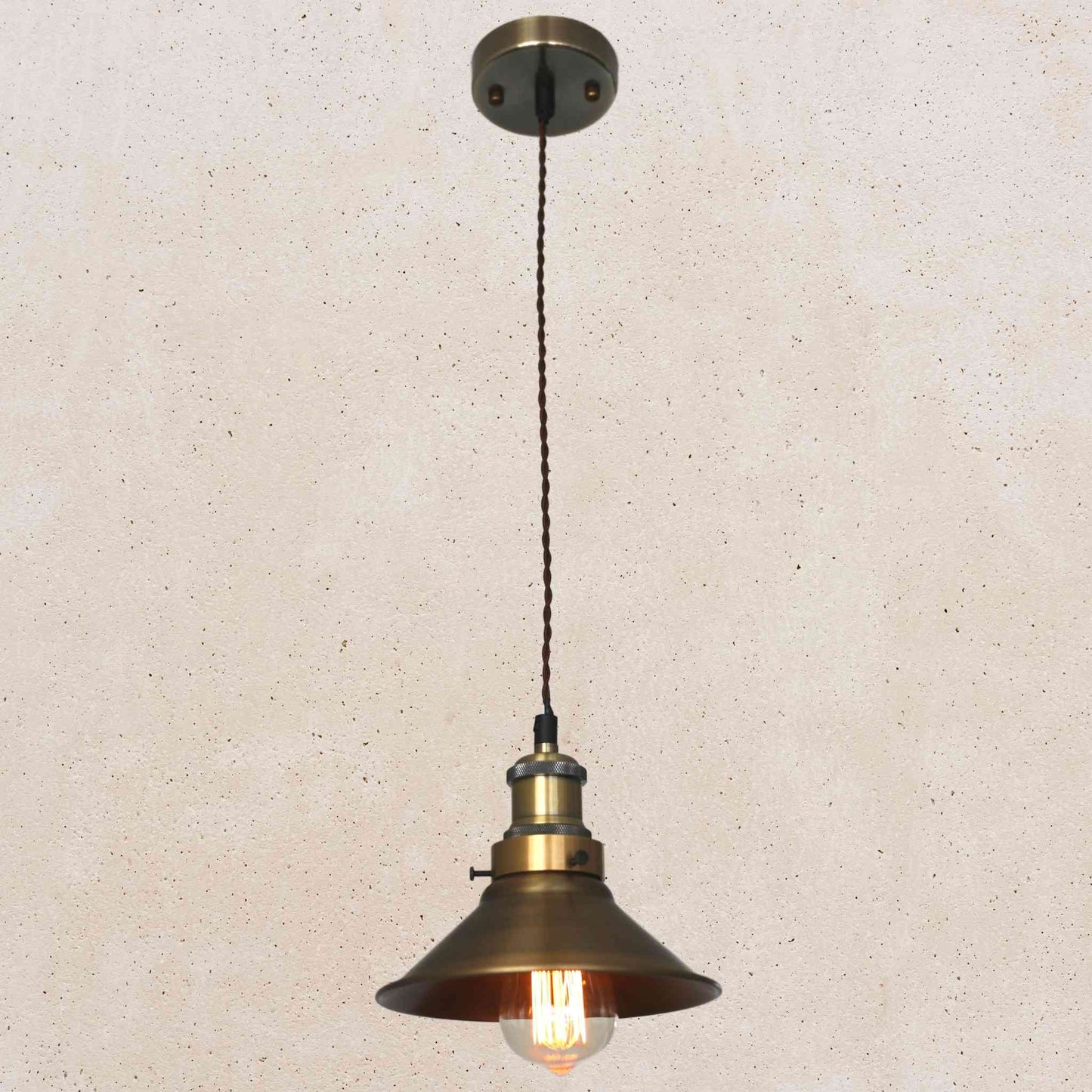 Conical Pendant 185mm Diameter - Antique Brass Finish