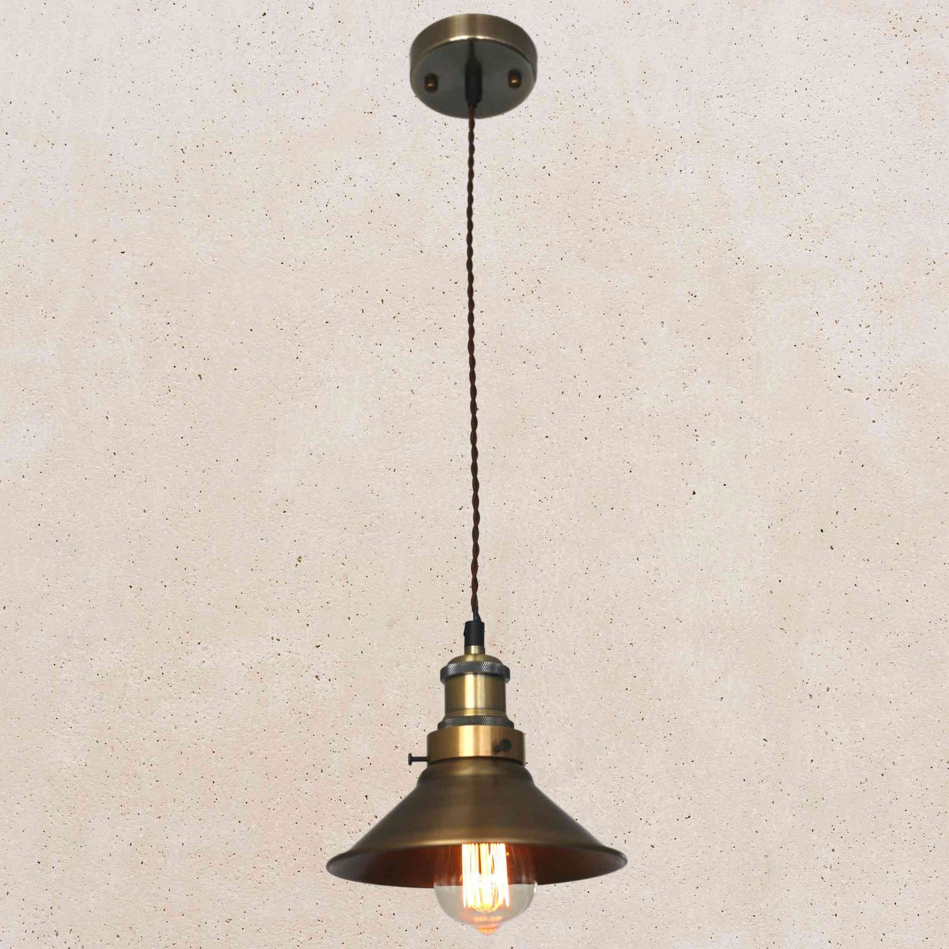 Conical Pendant 185mm Diameter - Antique Brass Finish