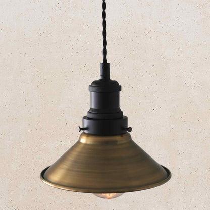 Conical Pendant 185mm Diameter - Antique Brass Finish | Conical Pendant Light