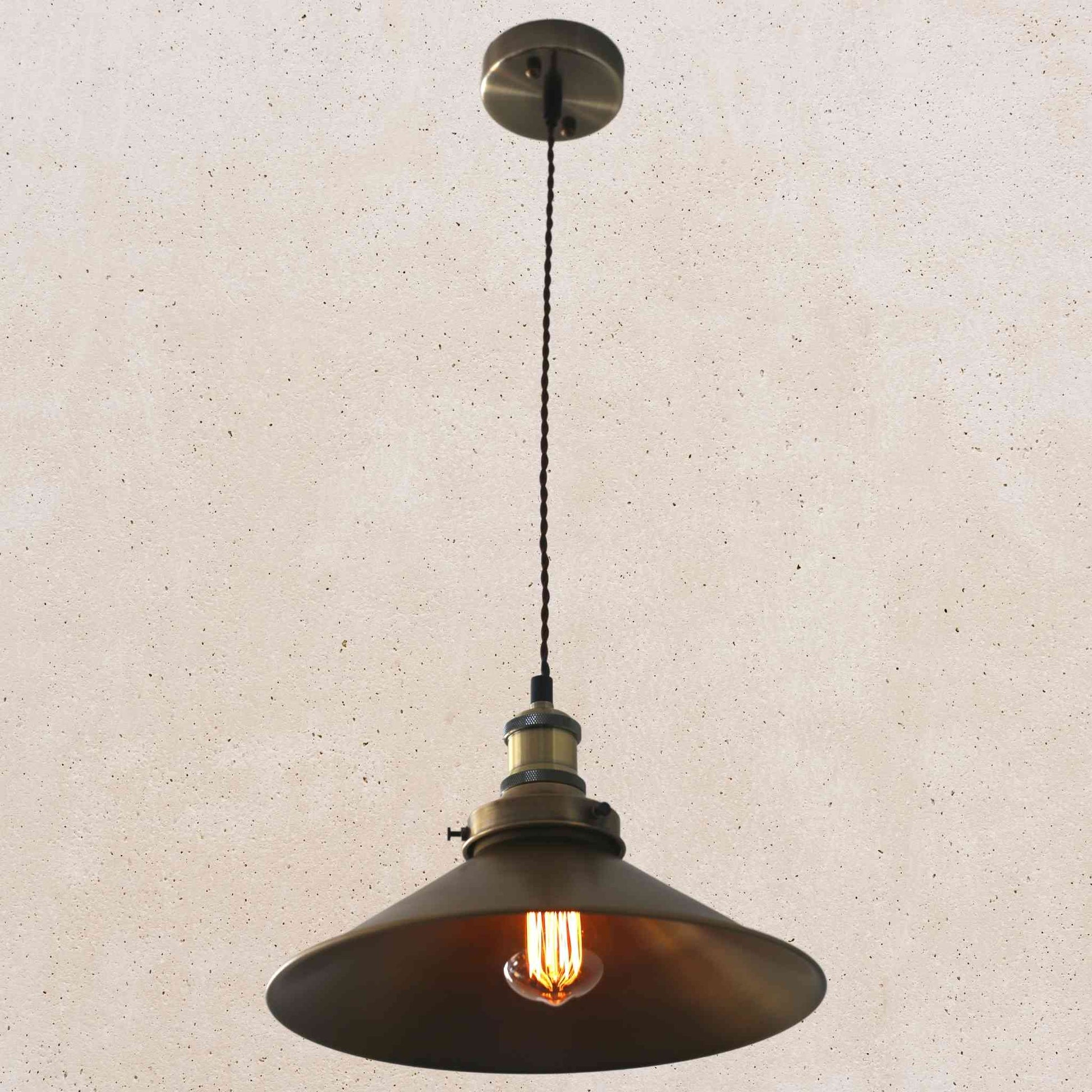 Antique Brass Conical Pendant Light | Elvivo